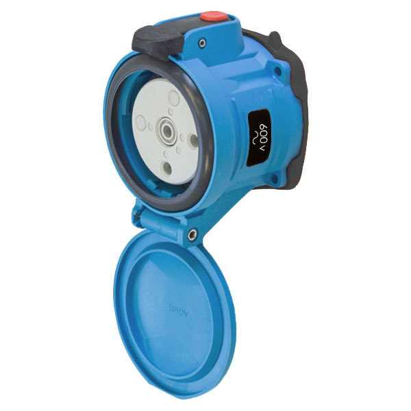 63-64142 - DSN60 RECEPTACLE POLY BLUE SIZE 3 TYPE 4X IP 69 2P+G 60A 600 VAC 60 Hz NO AUX